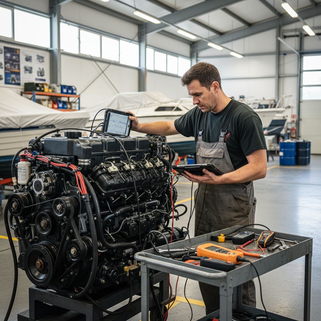 Motor wird inspiziert