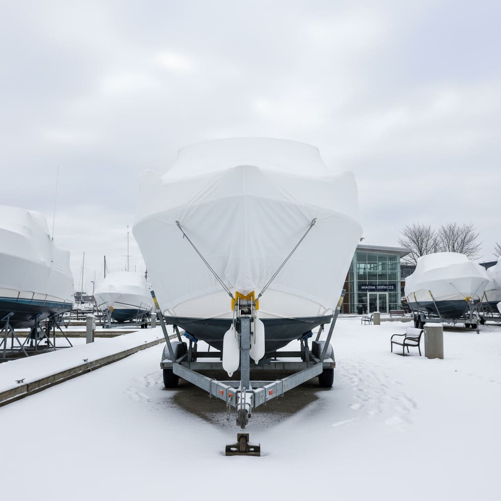 Boot für Winterlager vorbereitet